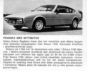 Short artcle about Matra Bagheera